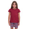 Girls summer pajama set Dark red t-shirt + Dark Blue x Red Checkered shorts